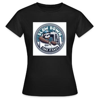 Faultier Wandering Truck Fahrer - Frauen T-Shirt - Schwarz - Vorne - AI Model Female 172 dark (172cm)