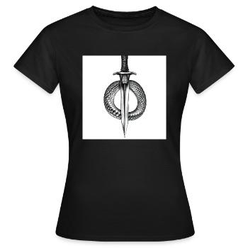 schlange die sich um einen dolch windet - Frauen T-Shirt - Schwarz - Vorne - AI Model Female 172 dark (172cm)
