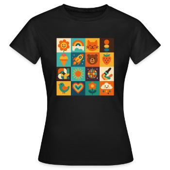 bunte Lebensfreude - Frauen T-Shirt - Schwarz - Vorne - AI Model Female 172 dark (172cm)