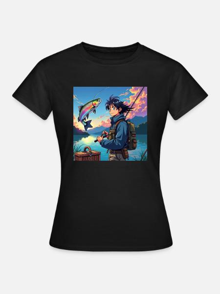 Fischertraum: Sonnenuntergangs-Abenteuer - Frauen T-Shirt - Schwarz