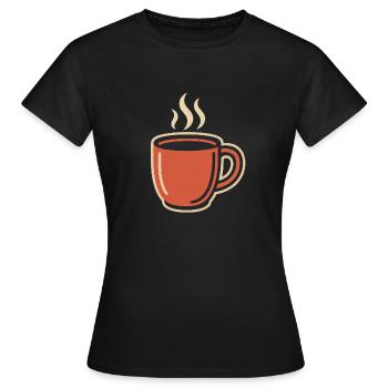 Kaffeetasse mit Dampf - Frauen T-Shirt - Schwarz - Vorne - AI Model Female 172 dark (172cm)