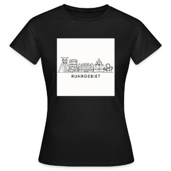 Horizon de la Ruhr Minimaliste - T-shirt Femme - noir - Devant - AI Model Female 172 dark (172cm)