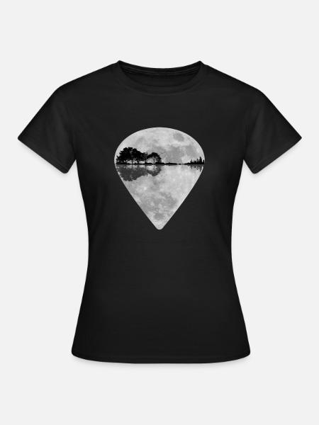 Vollmond-Landschaft Gitarre Plektrum - Frauen T-Shirt - Schwarz