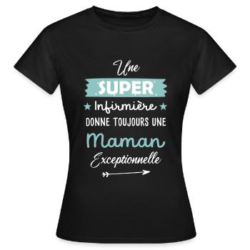 Maman Infirmière - T-shirt Femme - noir - Devant - AI Model Female 172 dark (172cm)