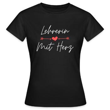 Lehrerin mit Herz Geschenk Beruf Schule Arbeit - Frauen T-Shirt - Schwarz - Vorne - AI Model Female 172 dark (172cm)
