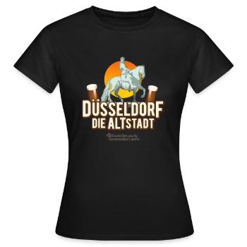 Düsseldorf die Altstadt - Frauen T-Shirt - Schwarz - Vorne - AI Model Female 172 dark (172cm)