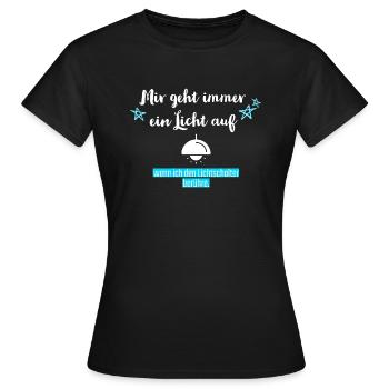 Lichtschalter, Licht aufgehen,Erleuchtung, Yoga - Frauen T-Shirt - Schwarz - Vorne - AI Model Female 172 dark (172cm)