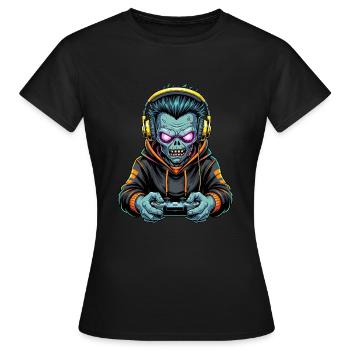 Zombie Zocker Power: Level Up mit Untoten! - Frauen T-Shirt - Schwarz - Vorne - AI Model Female 172 dark (172cm)