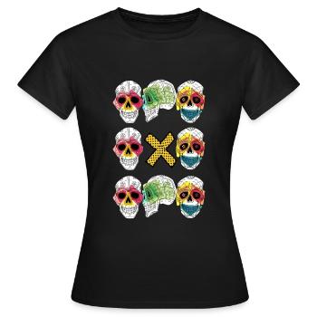 TRIO DE CRÂNES - T-shirt Femme - noir - Devant - AI Model Female 172 dark (172cm)