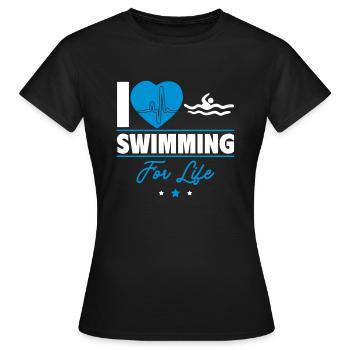J’aime nager pour la vie - T-shirt Femme - noir - Devant - AI Model Female 172 dark (172cm)