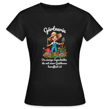 Passionate gardener – green at heart - Women's T-Shirt - black - Front - AI Model Female 172 dark (172cm)