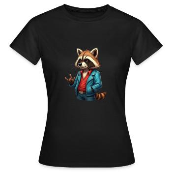 Musique rock rétro raton laveur - T-shirt Femme - noir - Devant - AI Model Female 172 dark (172cm)