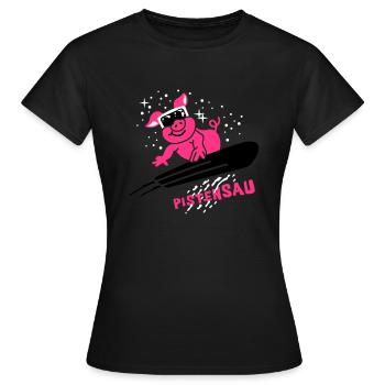 Pistensau - Ski - Snowboard - Winter Sports 3C - Women's T-Shirt - black - Front - AI Model Female 172 dark (172cm)