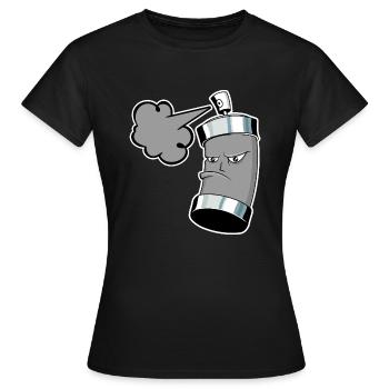 Spraying graffiti spray can with spray - Women's T-Shirt - black - Front - AI Model Female 172 dark (172cm)