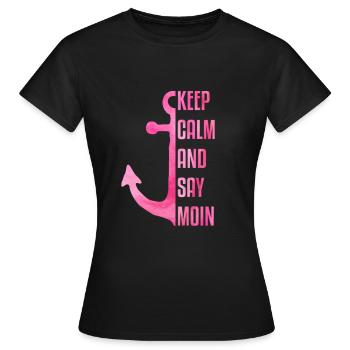 Moin I Moin Moin I Leuchturm I Geschenk I Küste - Frauen T-Shirt - Schwarz - Vorne - AI Model Female 172 dark (172cm)