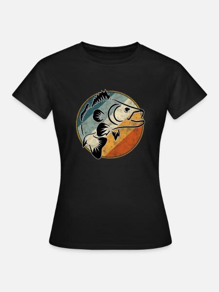 Retro Zander Angeln - Frauen T-Shirt - Schwarz