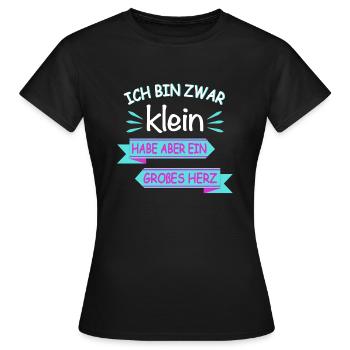 Ich bin zwar klein großes Herz Spruch - Frauen T-Shirt - Schwarz - Vorne - AI Model Female 172 dark (172cm)