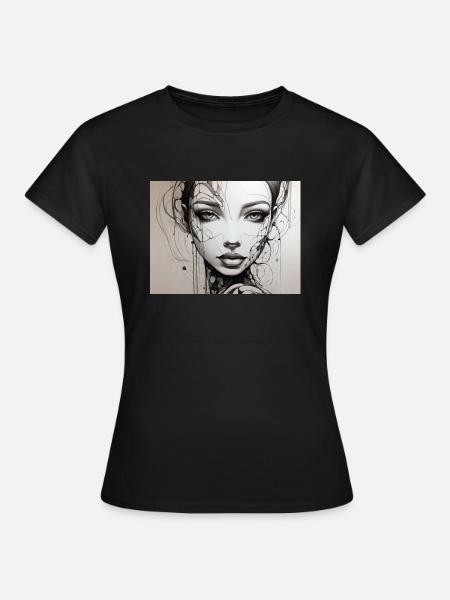 Drawing Face - Frauen T-Shirt - Schwarz