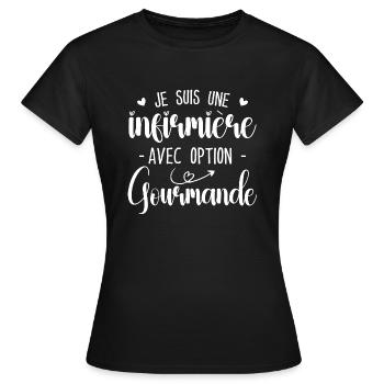 Krankenschwester mit Gourmet-Option - Frauen T-Shirt - Schwarz - Vorne - AI Model Female 172 dark (172cm)