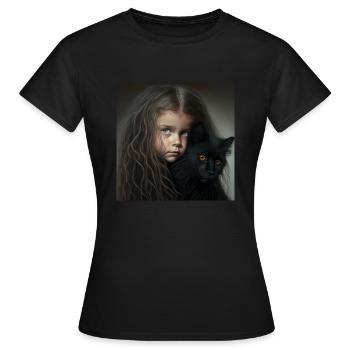 fillette chat noir - T-shirt Femme - noir - Devant - AI Model Female 172 dark (172cm)