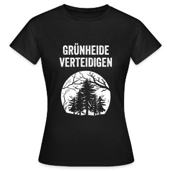 GRÜNHEIDE VERTEIDIGEN - Frauen T-Shirt - Schwarz - Vorne - AI Model Female 172 dark (172cm)