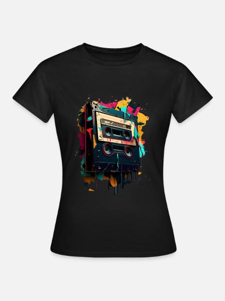 Retro Mixtape - Frauen T-Shirt - Schwarz