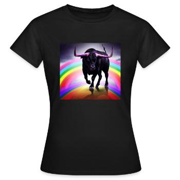 Taureau noir, arc-en-ciel - T-shirt Femme - noir - Devant - AI Model Female 172 dark (172cm)