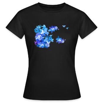 Flowers,Flower,Spring,Blossoms,Blue,Light Blue,Floral - Women's T-Shirt - black - Front - AI Model Female 172 dark (172cm)