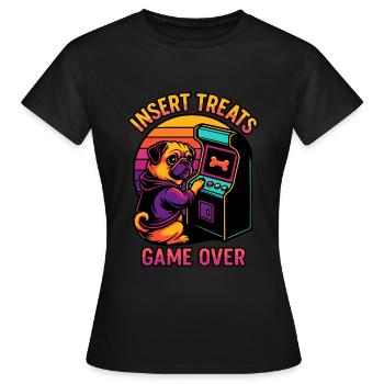 Lustiger Mops am Arcade-Automaten - Frauen T-Shirt - Schwarz - Vorne - AI Model Female 172 dark (172cm)