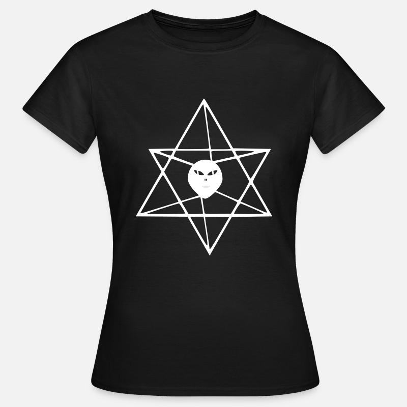 Triangle Alien Triangle Illusion Sacred Geometry - Women's T-Shirt - black