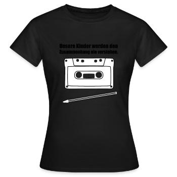 Related cassette and pen - Women's T-Shirt - black - Front - AI Model Female 172 dark (172cm)
