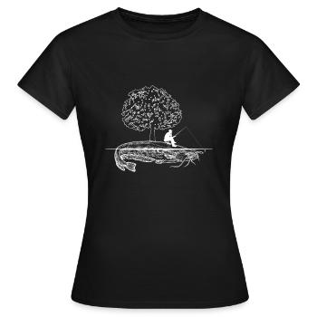 Pêcheur Wels Waller Island Arbre d’art créatif - T-shirt Femme - noir - Devant - AI Model Female 172 dark (172cm)