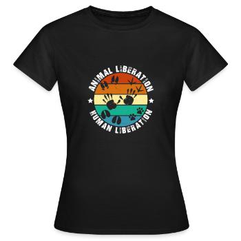 Animal Liberation Human Liberation Prints - Women's T-Shirt - black - Front - AI Model Female 172 dark (172cm)