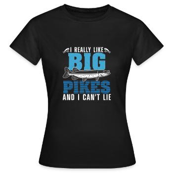 Funny Northern Pike Fishing For Musky Fisherman - Women's T-Shirt - black - Front - AI Model Female 172 dark (172cm)