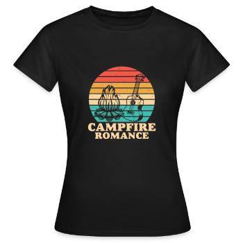 Lagerfeuer Romance Retro Funny Lagerfeuer Romance - Frauen T-Shirt - Schwarz - Vorne - AI Model Female 172 dark (172cm)