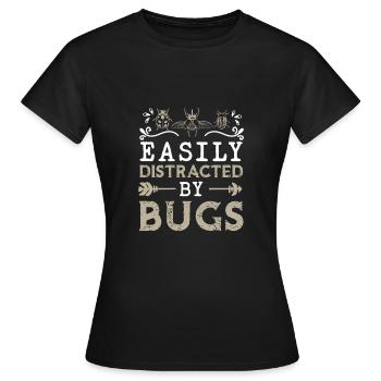 Easily Distracted By Bugs Funny Entomologist Bug - Women's T-Shirt - black - Front - AI Model Female 172 dark (172cm)