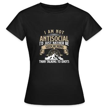 Ich bin nicht antisozial Lustiger - Frauen T-Shirt - Schwarz - Vorne - AI Model Female 172 dark (172cm)