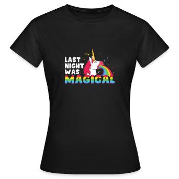 Last Night Funny Hangover Einhorn Erbrechen für - Frauen T-Shirt - Schwarz - Vorne - AI Model Female 172 dark (172cm)