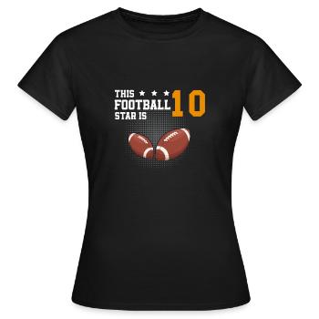 Football Star 10 American Football 10. Geburtstag - Frauen T-Shirt - Schwarz - Vorne - AI Model Female 172 dark (172cm)