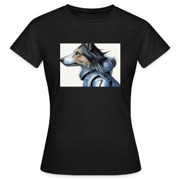 dog in armor - Women's T-Shirt - black - Front - AI Model Female 172 dark (172cm)