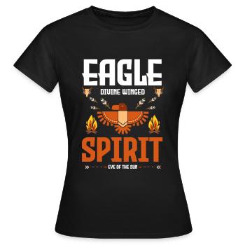 Indianer Ritual Feder Adler - Frauen T-Shirt - Schwarz - Vorne - AI Model Female 172 dark (172cm)
