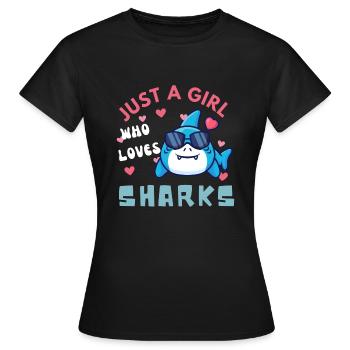 nur ein Mädchen, das Haie liebt - Frauen T-Shirt - Schwarz - Vorne - AI Model Female 172 dark (172cm)