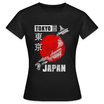 Japan Samurai Historical - Women's T-Shirt - black - Front - AI Model Female 172 dark (172cm)