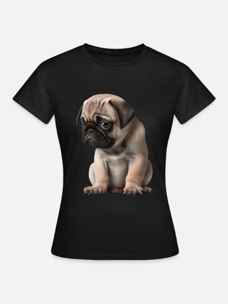 Schüchterner Mops Welpe - Frauen T-Shirt - Schwarz