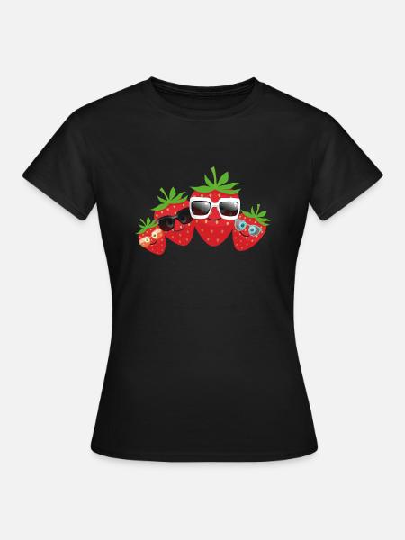 Erdbeeren, Familie,sonnenbrille,Sommer, Erdbeere - Frauen T-Shirt - Schwarz