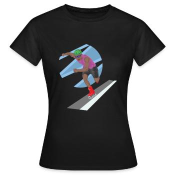 Patin à roues alignées Patinage à roulettes en ligne - T-shirt Femme - noir - Devant - AI Model Female 172 dark (172cm)