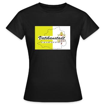 Vatikanstadt - Hauptstadt mit GPS & Flagge - Frauen T-Shirt - Schwarz - Vorne - AI Model Female 172 dark (172cm)