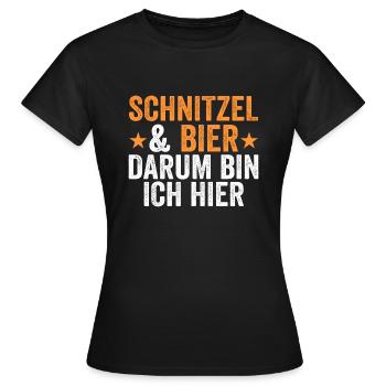 Schnitzel & Bier Wiener Fleischesser Geschenk - Frauen T-Shirt - Schwarz - Vorne - AI Model Female 172 dark (172cm)