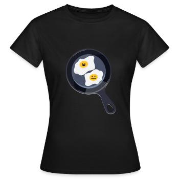Spiegeleier - Frauen T-Shirt - Schwarz - Vorne - AI Model Female 172 dark (172cm)