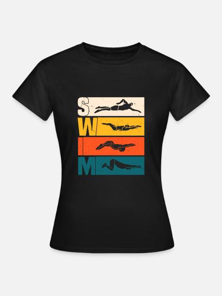 Schwimmen - Frauen T-Shirt - Schwarz